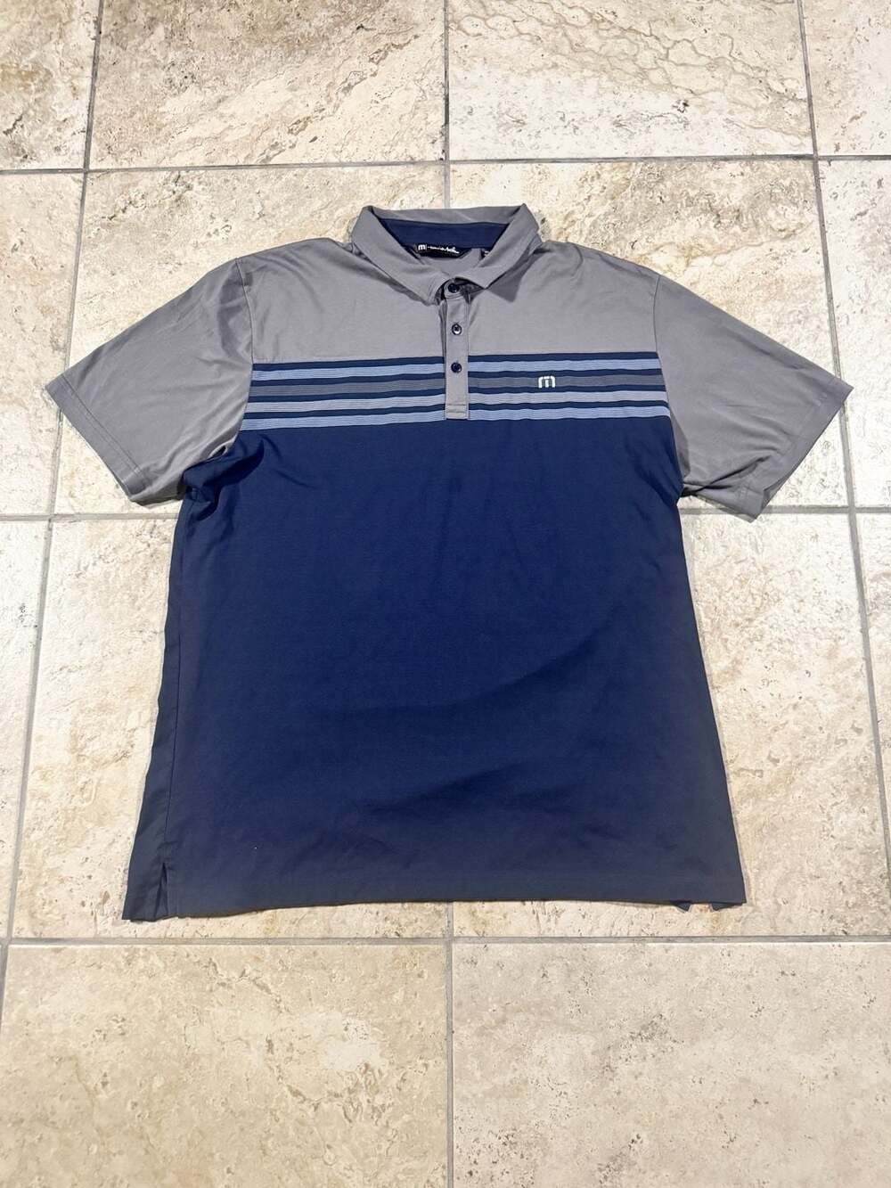 Travis Mathew Men's Color-Block Striped Performance Polo Shirt
